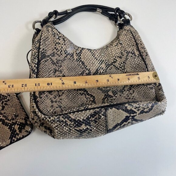 Emporio Armani Womens Calfskin Leather Python Handbag L with Coin Purse Wallet - Picture 9 of 11